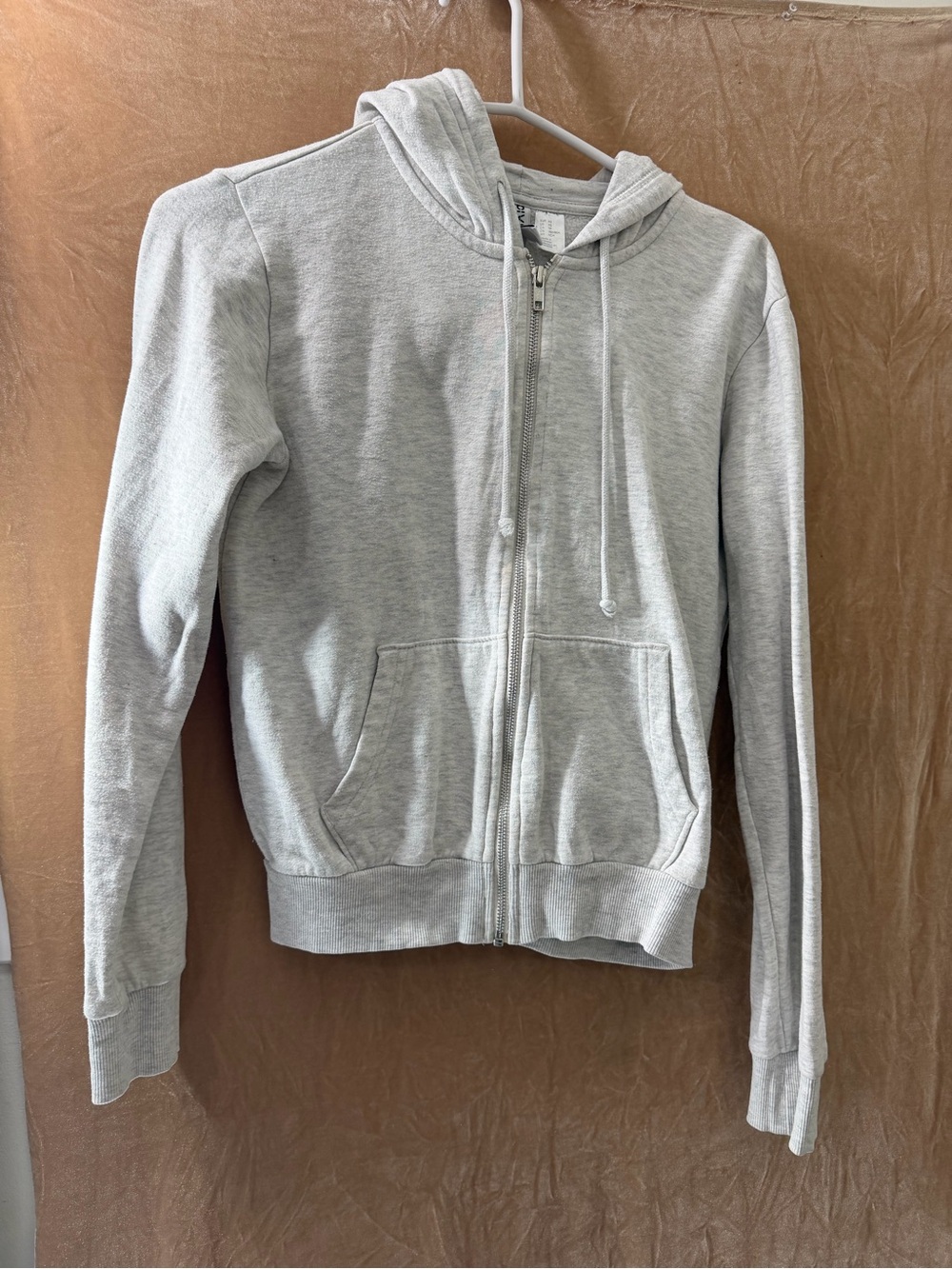 H&M Light Gray Zip-Up Hooded Sweatshirt